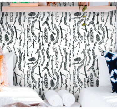 Woodland Sketches cute animal wallpaper - TenStickers