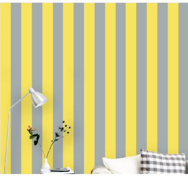 Yellow Gray Lines wallpaper horizontal stripes - TenStickers