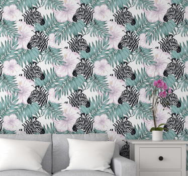 Zebra in the garden Nature Wallpaper - TenStickers